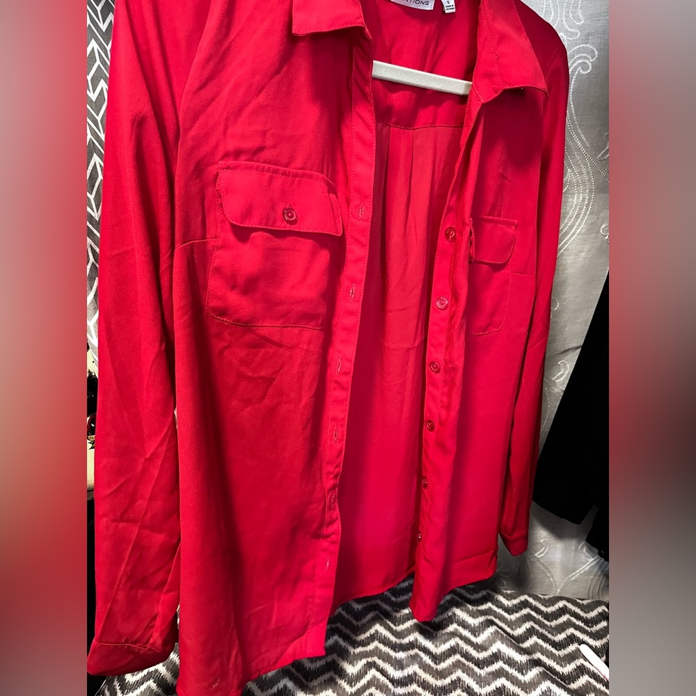 Red button down - Picture 3 of 3